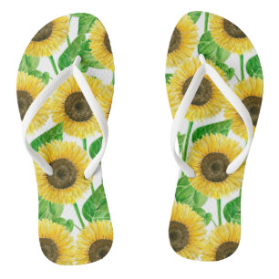 Waterverf zonnebloemen teenslippers