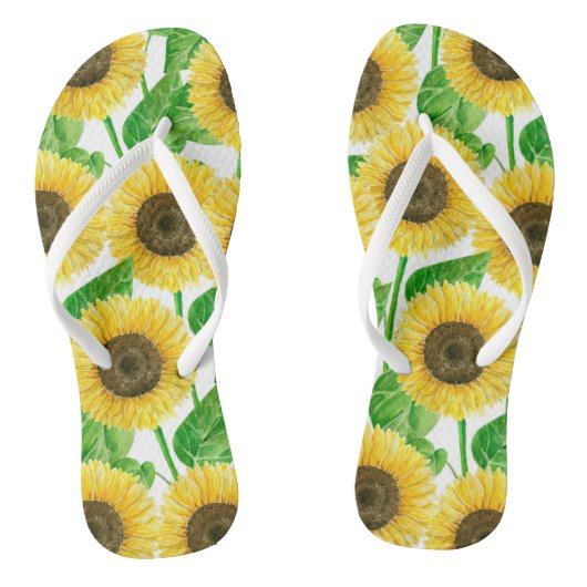 Waterverf zonnebloemen teenslippers (Voetbed)