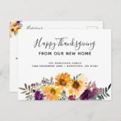 Waterverf Zonnebloemen Thanksgiving Holiday Moving Aankondigingskaart (Voorkant / Achterkant)