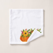 Waterverf Zonnebloemen Thanksgiving Pompoenen Herf Bad Handdoek (Wasdoekje)