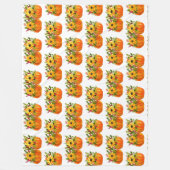 Waterverf Zonnebloemen Thanksgiving Pompoenen Herf Fleece Deken (Voorkant)