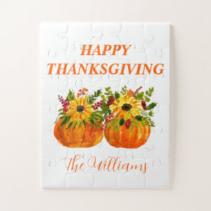 Waterverf Zonnebloemen Thanksgiving Pompoenen Herf Legpuzzel