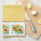 Waterverf zonnebloemen theedoek (Quarter Fold)