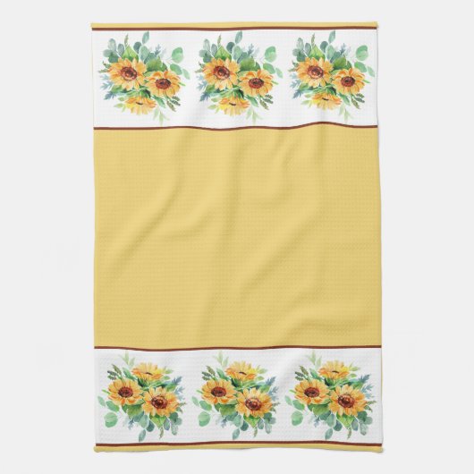 Waterverf zonnebloemen theedoek (Verticaal)