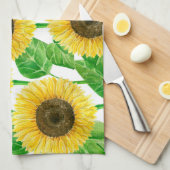 Waterverf zonnebloemen theedoek (Quarter Fold)