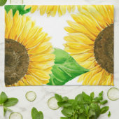 Waterverf zonnebloemen theedoek (Gevouwen)