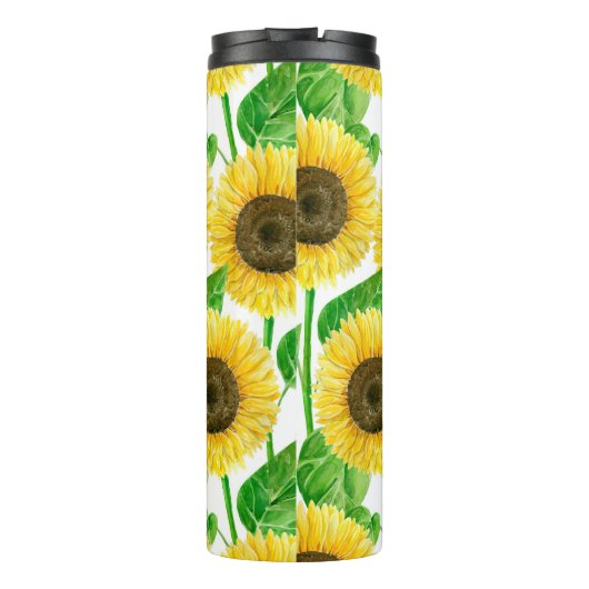 Waterverf zonnebloemen thermosbeker (Achterkant)
