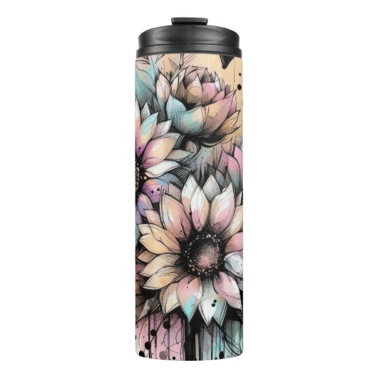 Waterverf Zonnebloemen Thermosbeker (Voorkant)