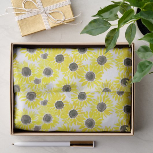 Waterverf zonnebloemen tissuepapier (Geschenk)