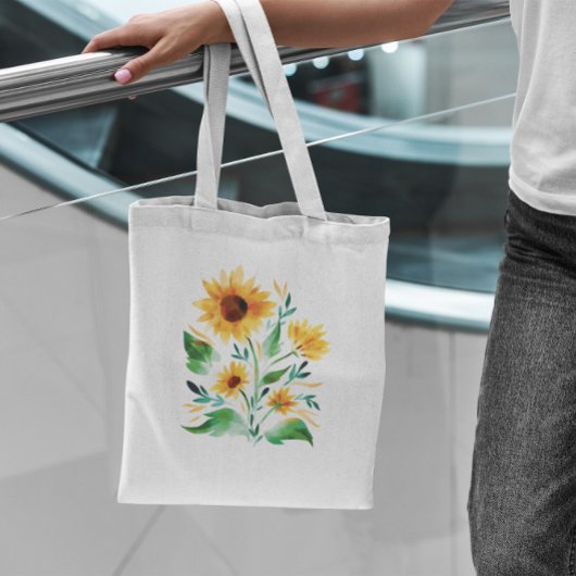 Waterverf zonnebloemen tote bag