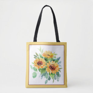 Waterverf zonnebloemen tote bag