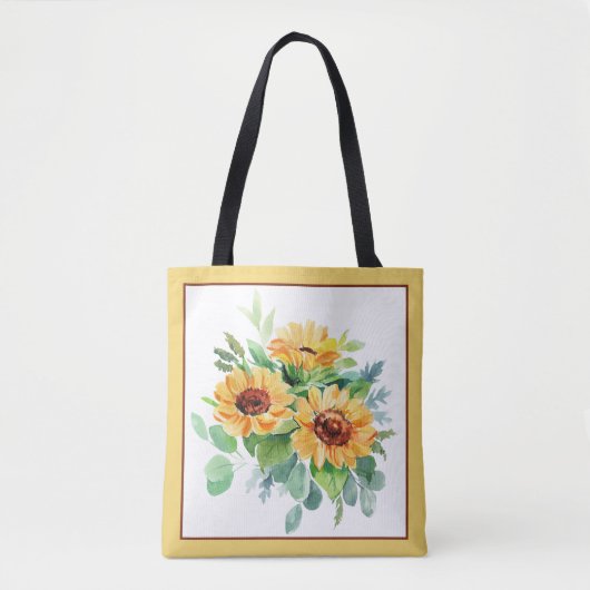 Waterverf zonnebloemen tote bag (Voorkant)