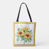 Waterverf zonnebloemen tote bag (Achterkant)
