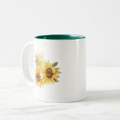 Waterverf Zonnebloemen Tweekleurige Koffiemok (Voorkant links)