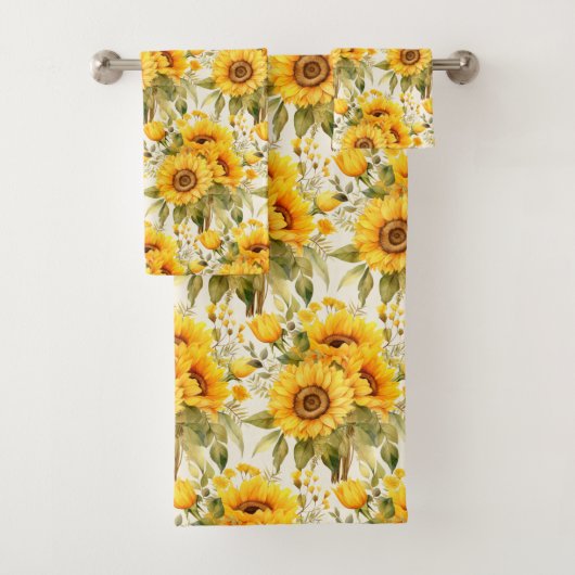 Waterverf Zonnebloemen Van Gogh Style Bad Handdoek (Insitu)