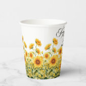 Waterverf zonnebloemen viering van het leven begra papieren bekers (Rechts)