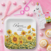 Waterverf zonnebloemen viering van het leven begra papieren bordje (Feest)