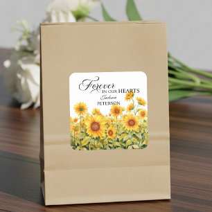Waterverf zonnebloemen viering van het leven begra vierkante sticker