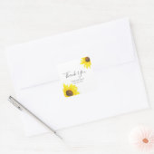 Waterverf zonnebloemen vierkante sticker (Envelop)