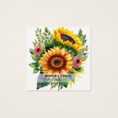 Waterverf Zonnebloemen Visitekaartje - wit (Voorkant)