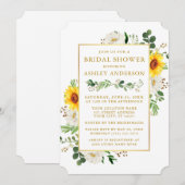 Waterverf Zonnebloemen Vrijgezellenfeest White Flo Kaart (Voorkant / Achterkant)