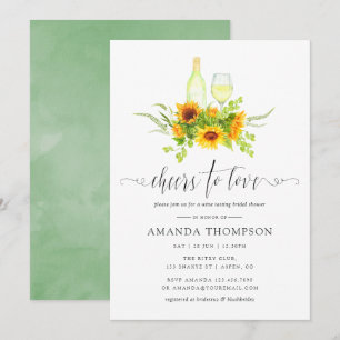 Waterverf Zonnebloemen Vrijgezellenfeest Wijnberei Kaart