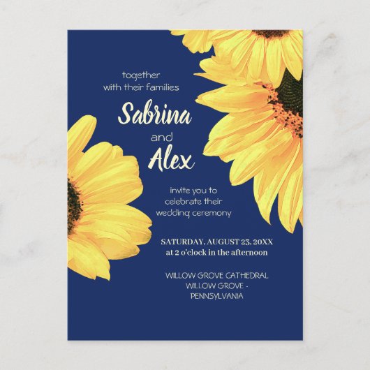 Waterverf Zonnebloemen Weddenschap Briefkaart (Voorkant)