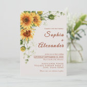 Waterverf Zonnebloemen Weddenschap Kaart (Staand voorkant)