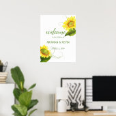 Waterverf zonnebloemen wijngaard bruiloft poster (Thuiskantoor)