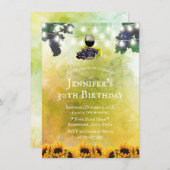 Waterverf Zonnebloemen Wijngaard Wijn 30ste Verjaa Kaart (Voorkant / Achterkant)