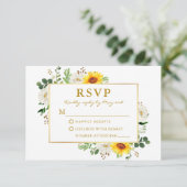 Waterverf Zonnebloemen Witte Floral Weddenschap Go RSVP Kaartje (Staand voorkant)