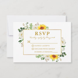 Waterverf Zonnebloemen Witte Floral Weddenschap Go RSVP Kaartje