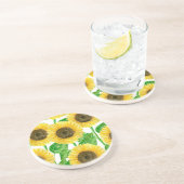 Waterverf zonnebloemen zandsteen onderzetter (Zijkant)