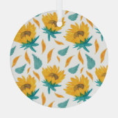 Waterverf Zonnebloemen: Zomer botanische print Glas Ornament (Achterkant)
