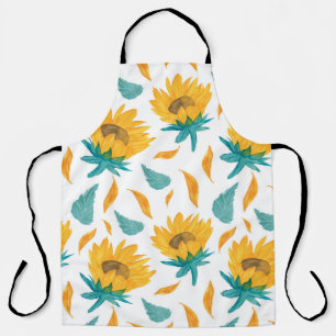 Waterverf Zonnebloemen: Zomer botanische print Schort