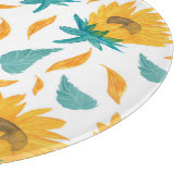 Waterverf Zonnebloemen: Zomer botanische print Snijplank (Hoek)