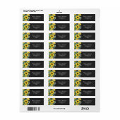 Waterverf Zonnebloemen | Zwart retouradres-label Etiket (Full Sheet)