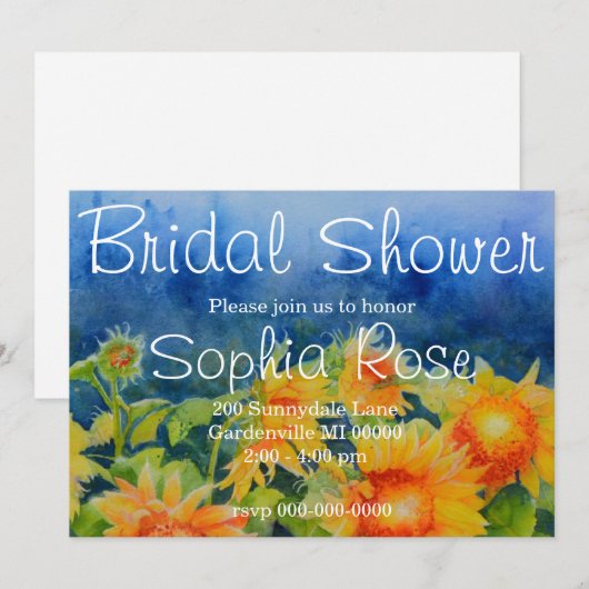 Waterverf Zonnebloemenvelden vrijgezellenfeest Kaart (Voorkant / Achterkant)