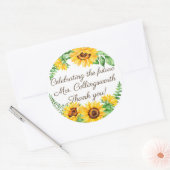  Waterverf zonnebloemkrans Ronde Sticker (Envelop)