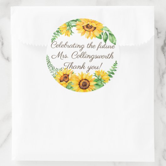  Waterverf zonnebloemkrans Ronde Sticker (Tas)