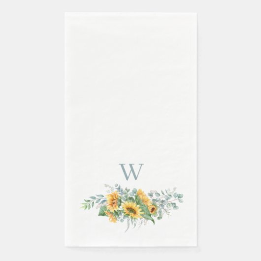 Waterverf - Zonnebloemmonogram Servet (Voorkant)