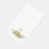 Waterverf - Zonnebloemmonogram Servet (Hoek)