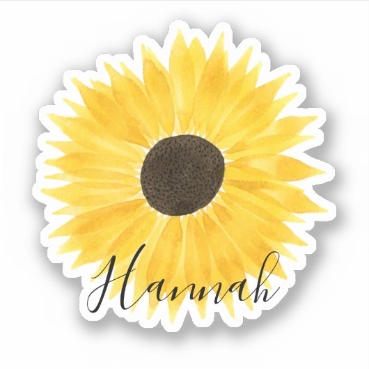 Waterverf Zonnebloemnaam Sticker (Voorkant)