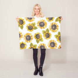 Waterverf Zonnebloempatroon Babymandje Fleece Deken