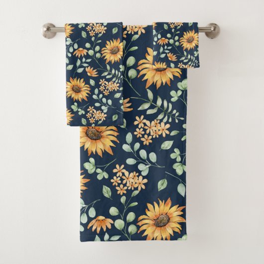 Waterverf zonnebloempatroon bad handdoek (Insitu)