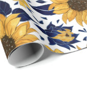 Waterverf zonnebloempatroon cadeaupapier (Rol Hoek)