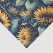 Waterverf Zonnebloempatroon Geel Blauw Decoupage Tissuepapier (Detail)