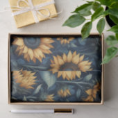 Waterverf Zonnebloempatroon Geel Blauw Decoupage Tissuepapier (Geschenk)