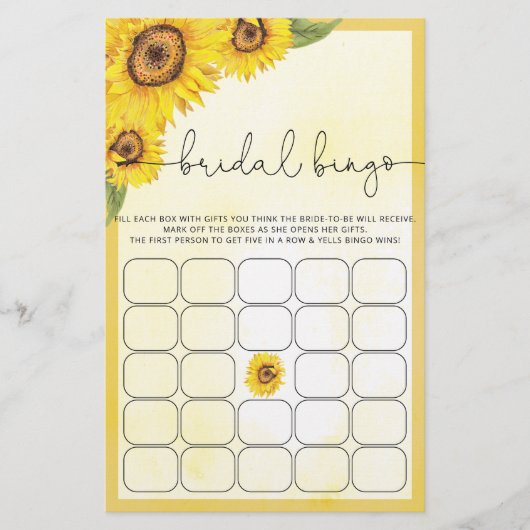 Waterverf zonnebloempel vrijgezellenfeest (Voorkant)