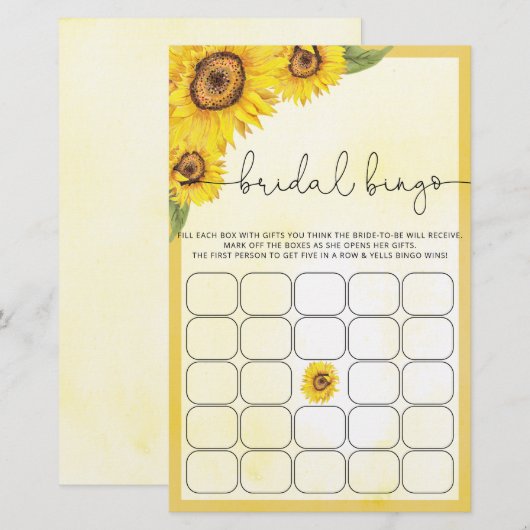 Waterverf zonnebloempel vrijgezellenfeest (Voorkant / Achterkant)